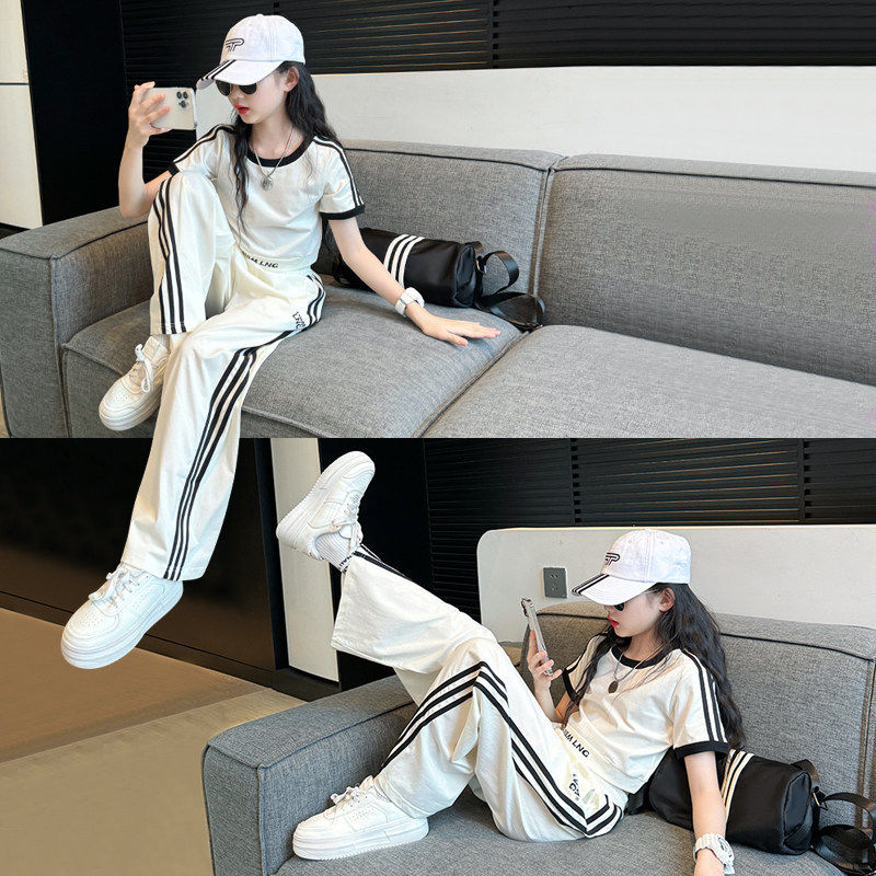 法国女童运动套装夏季2026新款大童女孩夏装儿童夏款童装潮酷穿搭
