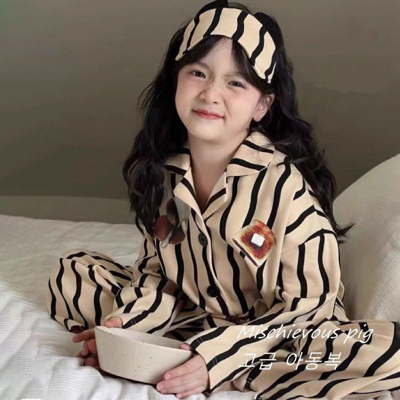 法国Uamtor女童睡衣2026年春季新款中大童纯棉长袖洋派家居服套装