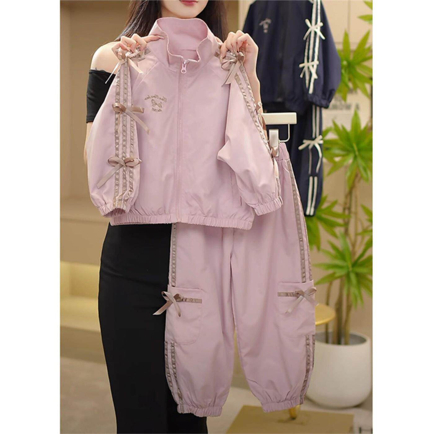 英国DGKP女童套装2025春秋季新款儿童洋气冲锋衣外套运动休闲裤