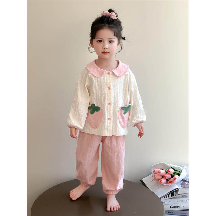 英国Vseniot女童睡衣春秋款2025新款纯棉长袖薄款女孩宝宝家居服