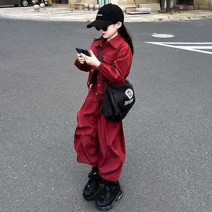 法国Uamtor女童套装2025新款春装洋气时髦工装裤两件套韩系春秋款