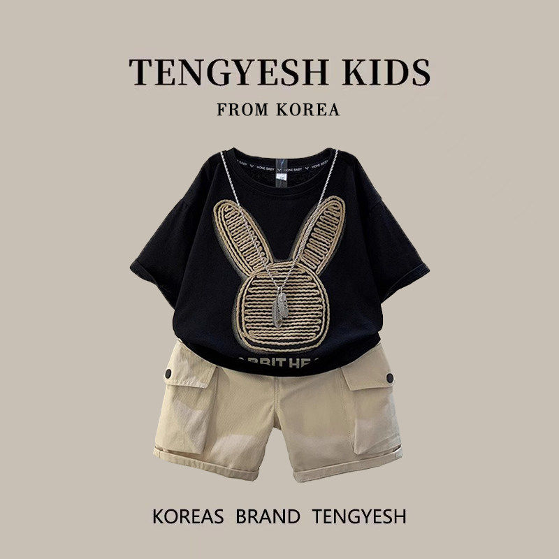 韩国TENGYESH男童夏季套装2026新款帅气短袖男孩运动炸街韩系潮服