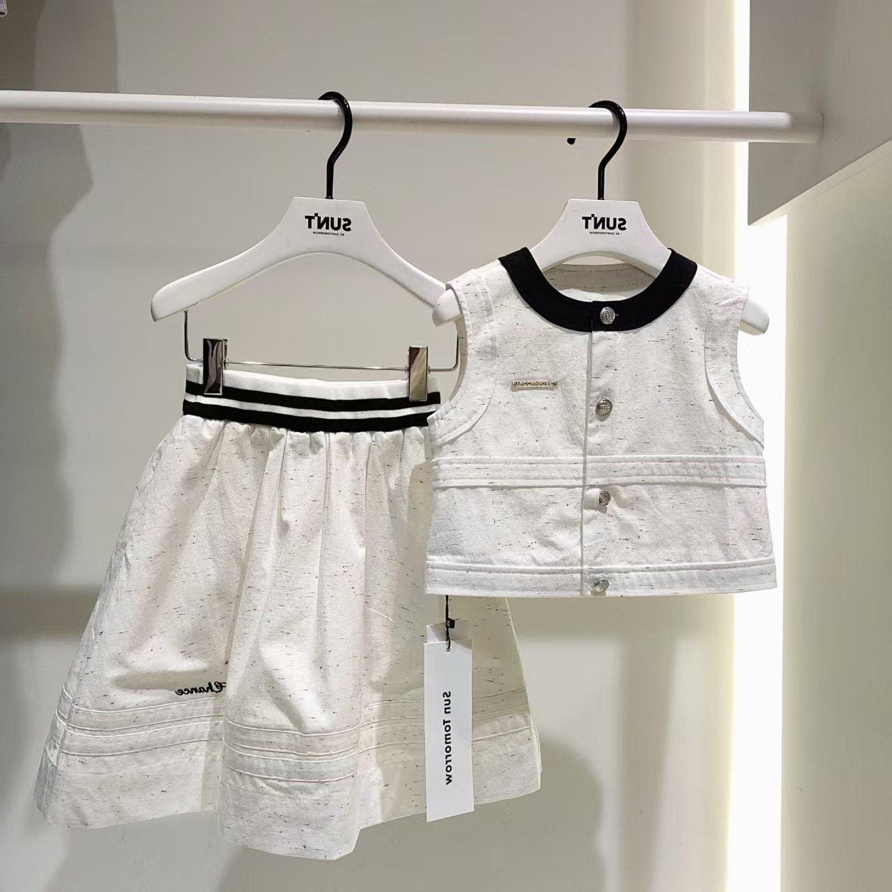 Next kiss女童套装夏季新款儿童高腰显瘦无袖背心半身裙两件套潮