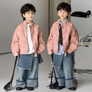 法国Uamtor男童外套2026新款 春秋痞帅风超好看皮夹克上衣儿童皮衣