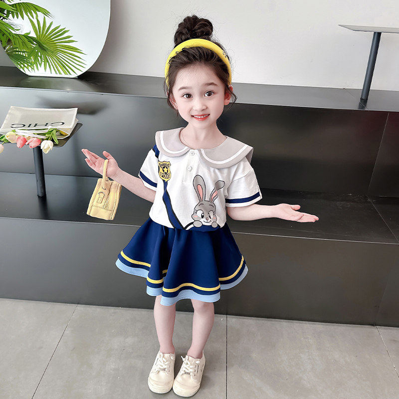 韩国Lemedy女童套装裙夏季2026新款夏装小童女孩兔耳朵短裙两件套