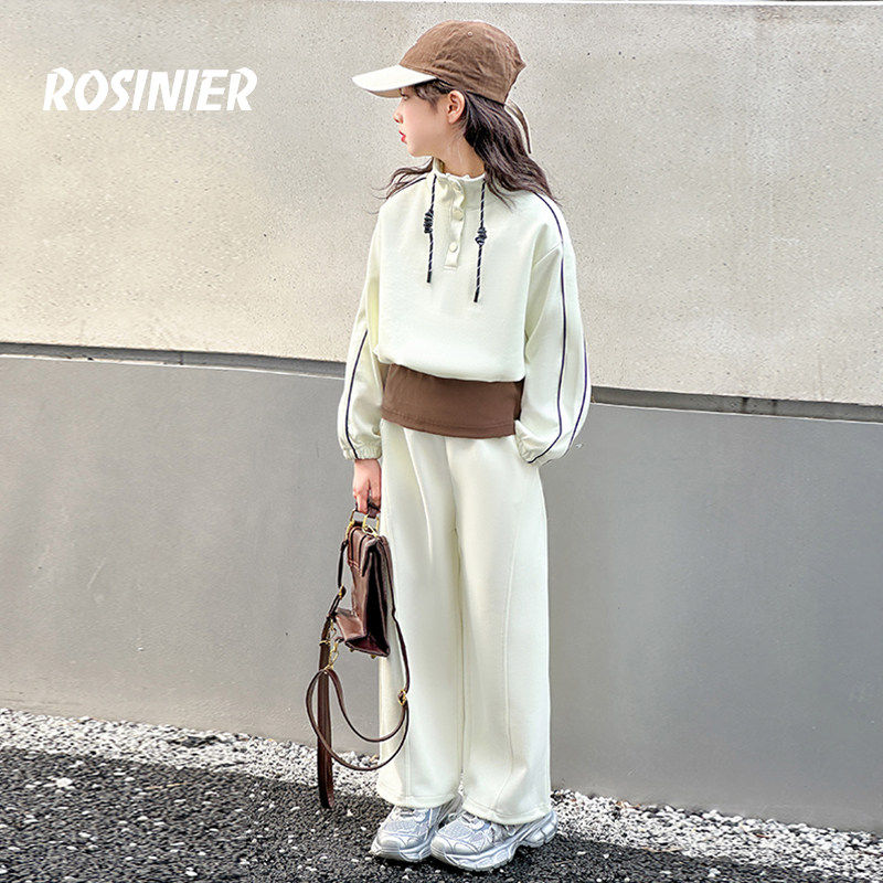 韩国ROSINIER女童卫衣套装2026新款儿童春季休闲中大童两件套