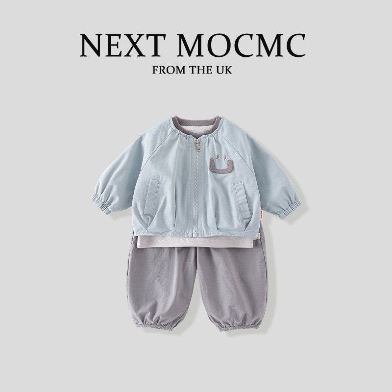 英国NEXT MOCMC男宝宝休闲三件式西装春秋季男童蓝色宽松新潮帅气