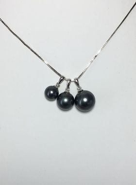 黑色圆形珍珠母贝不含链吊坠