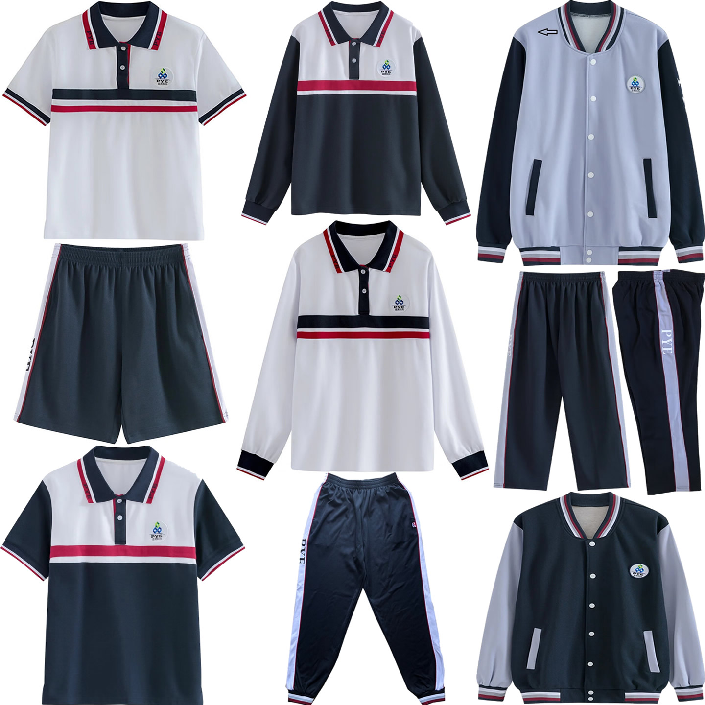 高中番禺校服短袖短裤夏装春季番禺区高中校服长袖秋裤公办职校生