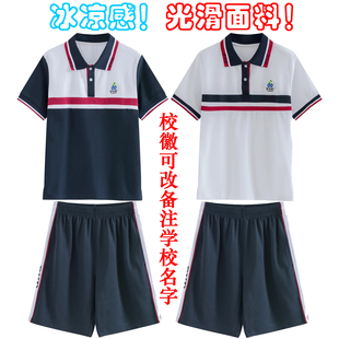 番禺短袖校服短裤新款番禺高中校服短袖夏职中技校薄长裤光滑面料