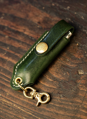 真皮手工草蜢火机套一次性打火机皮套保护套牛皮礼物高端定制