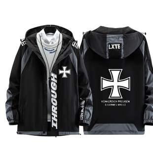 德意志第二帝国普鲁士德国衣服男女情侣休闲连帽百搭宽松夹克外套