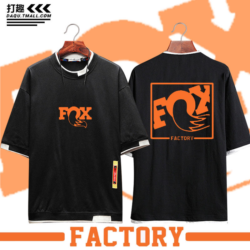 Fox越野摩托车山地自行车骑行服纯棉短袖T恤夏季圆领男生宽松半袖