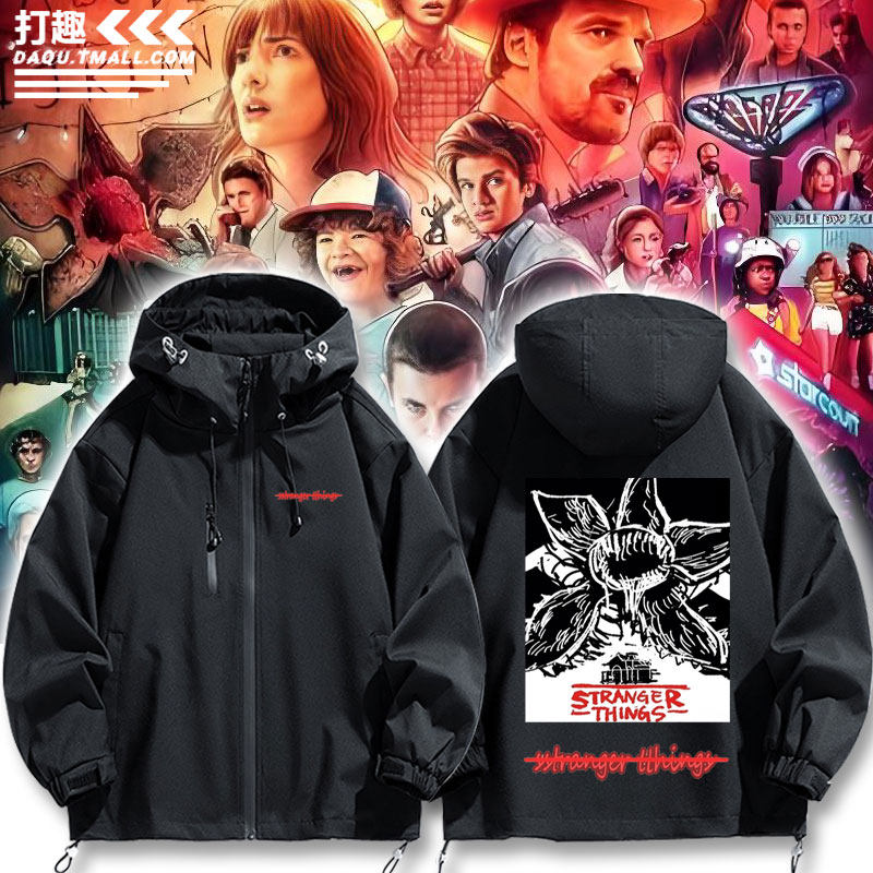 怪奇物语StrangerThings周边美剧卡通冲锋衣三合一休闲外套夹克男