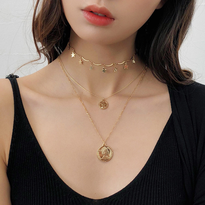 简约钱币硬币项链女潮不掉色复古金币双层多层网红小众锁骨链仙气在类目 饰品/流行首饰/时尚饰品新, 项链中 - 来自Buy2taobao.com提供专业的淘宝代购服务