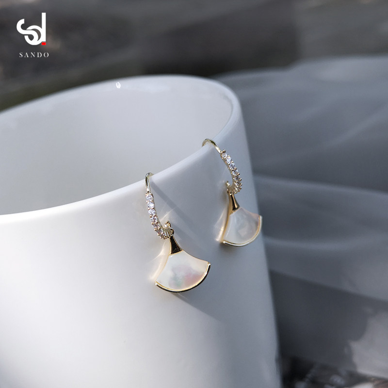 贝壳小扇子耳环女网红小耳坠温柔精致短款气质耳饰2020年新款潮