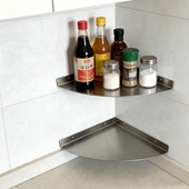 免打孔不锈钢厨房置物架浴室墙角转角多功能分层收纳扇形三角隔板