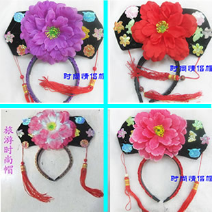 儿童成人格格帽子头饰宫廷宫女头箍古装头饰旗头清朝满族发箍表演