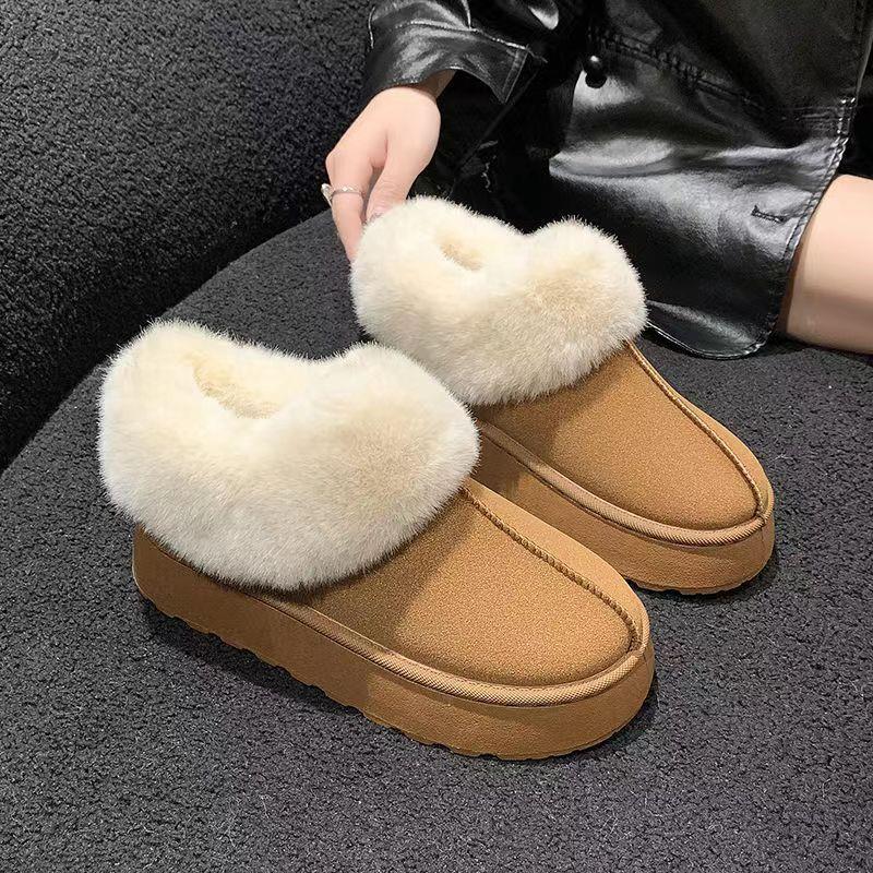 雪地靴女皮毛一体2025新款女款冬季加绒加厚厚底短筒靴子棉鞋