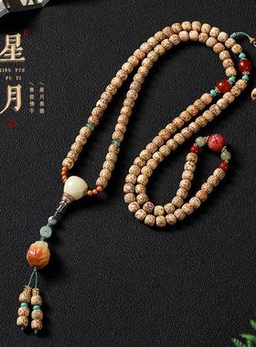 国潮海南黄金籽 星月菩提子佛手手串多圈 复古文玩佛珠项链男女款