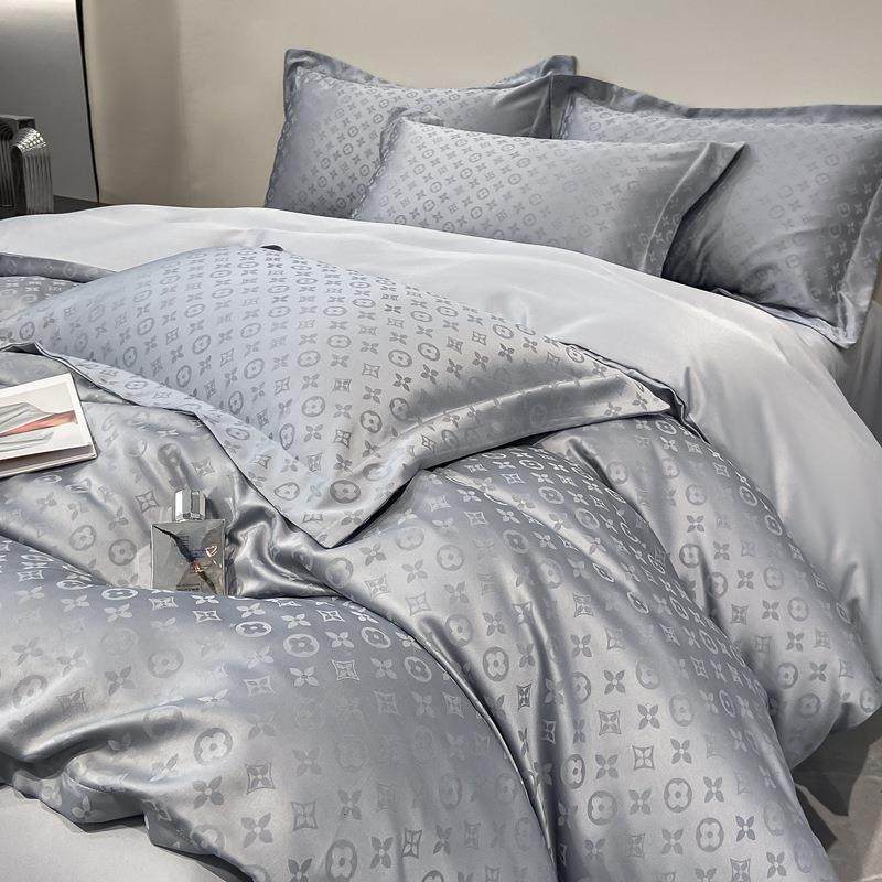 轻奢贡缎提花四件套水洗真丝裸睡丝滑被套床笠南通家纺床上价