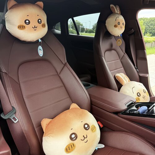 可爱吉伊小八面包车载毛绒抱枕乌萨奇汽车头枕护颈枕女卡通腰靠枕