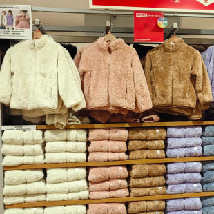 日单优男女童长绒摇粒绒拉链茄克长袖夹克毛绒立领保暖外套秋冬装