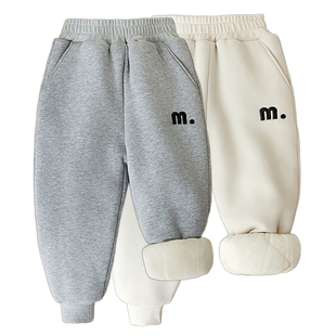 优冬季儿童棉裤加绒加厚保暖卫裤男童女童宝宝休闲长裤子三层夹棉