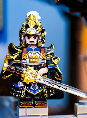 国潮积木三国演义曹操盔甲版魏国战将拼装玩具第三方人仔适用乐高