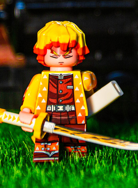 鬼灭之刃我妻善逸小人仔儿童拼装玩具动漫系列人物适用于乐高积木