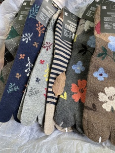 羊毛袜分趾袜子女中筒长袜秋冬女士拇指袜日本木屐两指猪蹄二趾袜