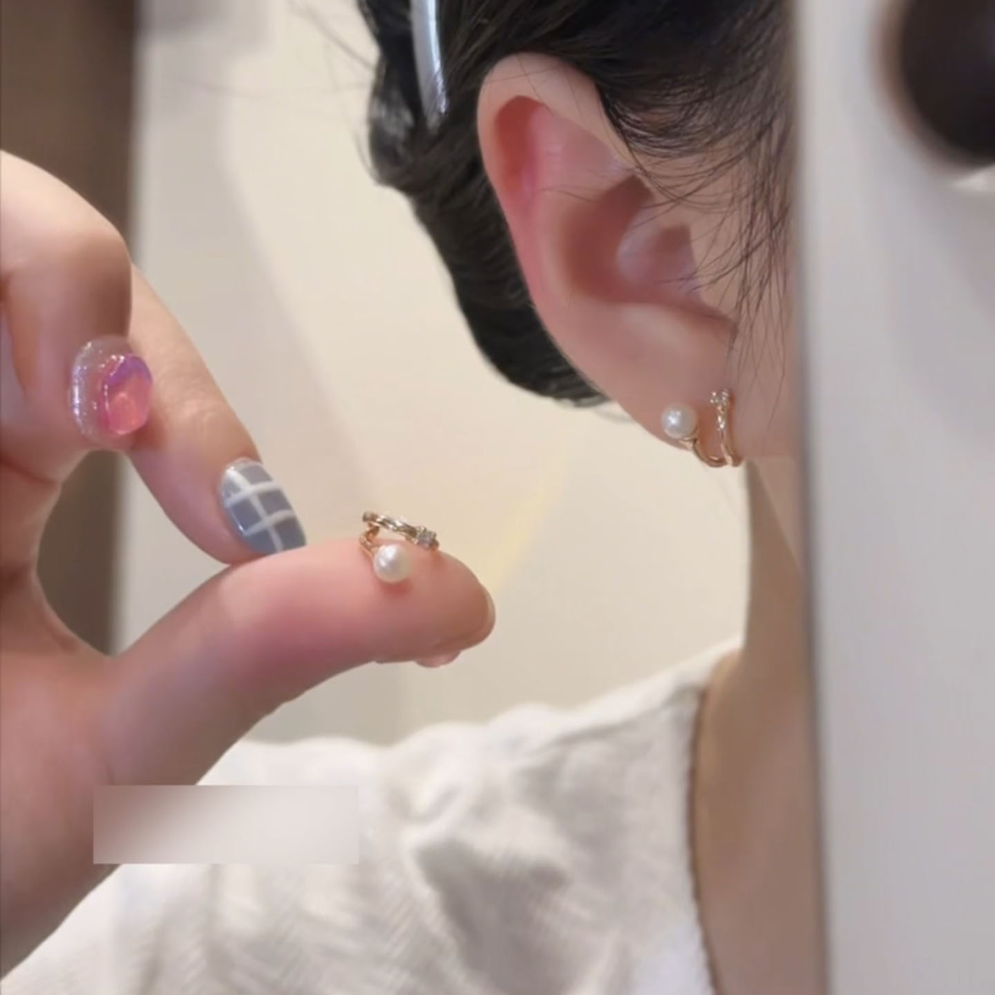 小众锆石珍珠耳钉925银针耳环女
