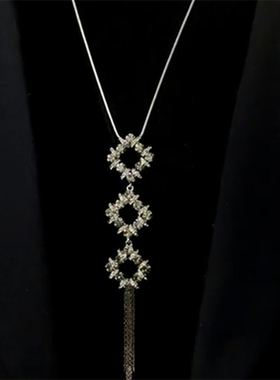 秋冬爆款长款毛衣链锆石几何项链