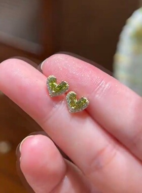 夏季新款绿色清柠爱心耳钉耳环女