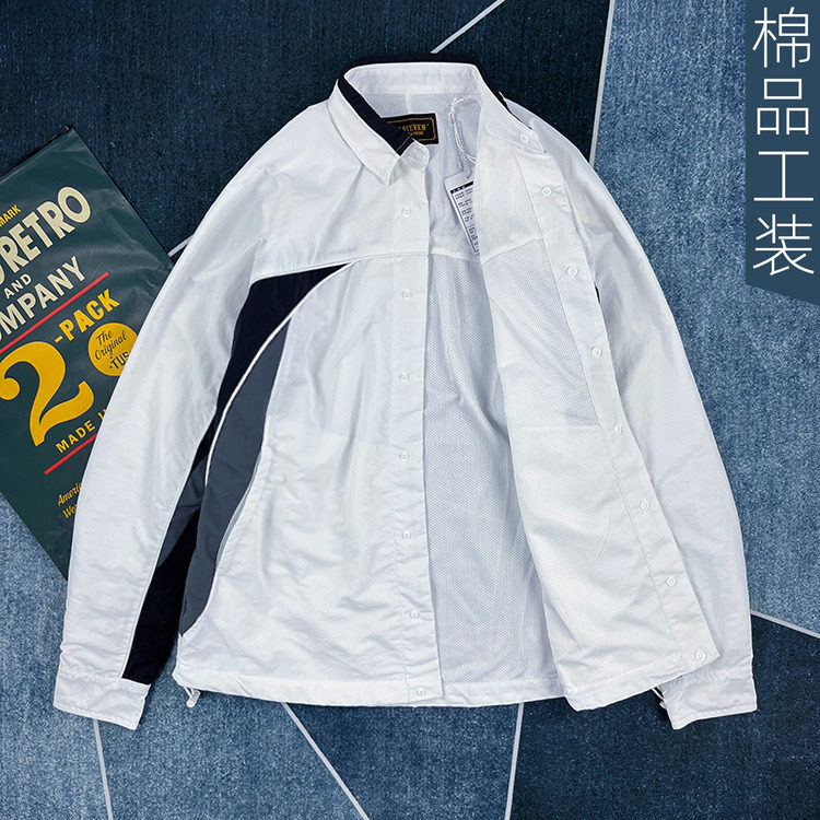 户外衬衫式风衣男美式休闲宽松落肩网眼内衬运动夹克秋季薄外套潮