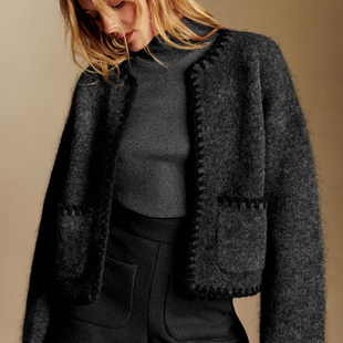 开衫 圆领羊毛混纺毛衣 外套 LUCIE法式 sezane美国代购