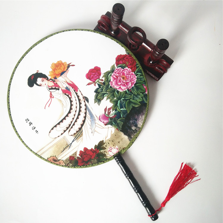 青花瓷圆形宫扇汉服古风