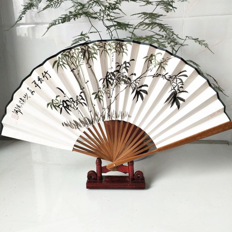 扇子折扇宣纸戏曲京昆越剧9英寸手绘白扇梅兰竹菊表演舞台道具