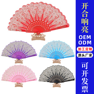 复古中式汉服旗袍扇古风蕾丝宫廷风烫金折扇中国风扇舞蹈咏春扇