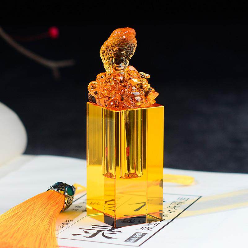 生肖蛇年宝宝胎毛脐带印章婴儿百天水晶琉璃胎发章纪念品diy制作