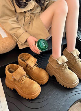 2025新款厚底马丁靴女英伦风复古短靴子增高显瘦百搭休闲鞋