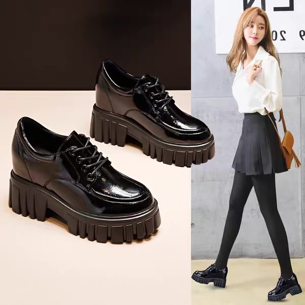 英伦风小皮鞋女2024新款春夏松糕厚底单鞋韩版百搭潮流内增高女鞋,女鞋,深口单鞋,淘宝优惠券,粉丝福利购,淘宝优惠卷
