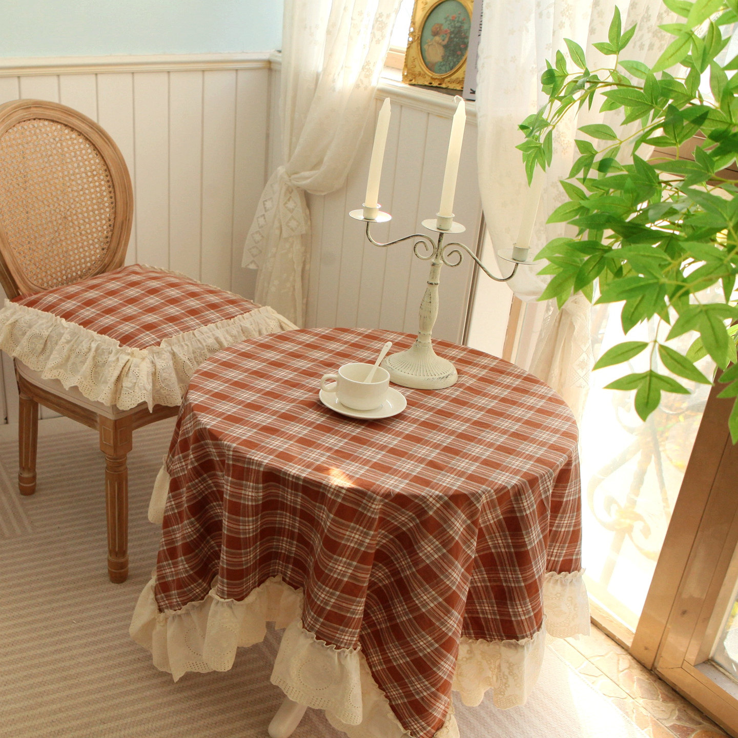 法式韩式色织格子公主蕾丝全棉纯棉桌布盖布茶几布沙发盖布,居家布艺,桌布,淘宝优惠券,粉丝福利购,淘宝优惠卷
