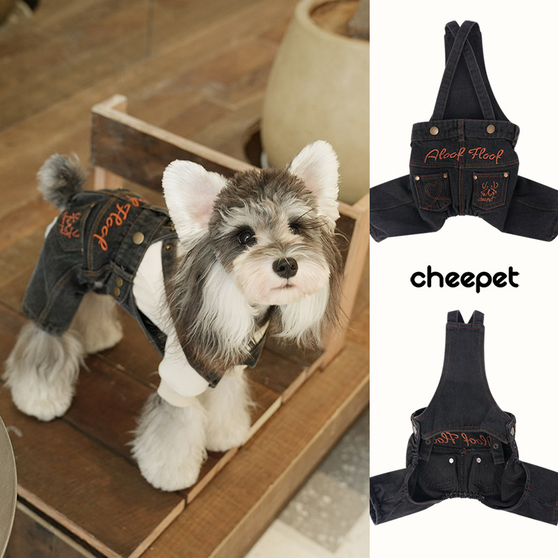 趣派cheepet｜秋冬狗狗宠物衣服 四季休闲牛仔背带裤 雪纳瑞