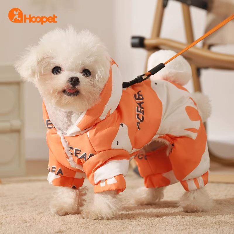 hoopet｜秋冬狗狗衣服保暖四脚连帽棉服棉衣泰迪雪纳瑞比熊西高地