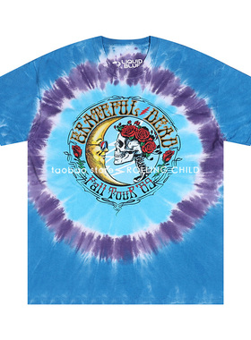 正版Grateful Dead感恩而死乐队vintage摇滚短袖扎染T恤i官方现行