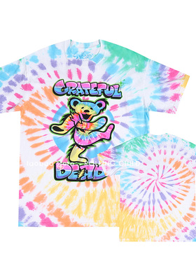 正版Grateful Dead感恩而死乐队小熊vintage摇滚短袖扎染T恤o现行