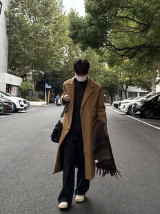 加棉风衣呢子外套 中长款 05PSYT刘宇宁同款 秋冬垫肩毛呢大衣男韩版