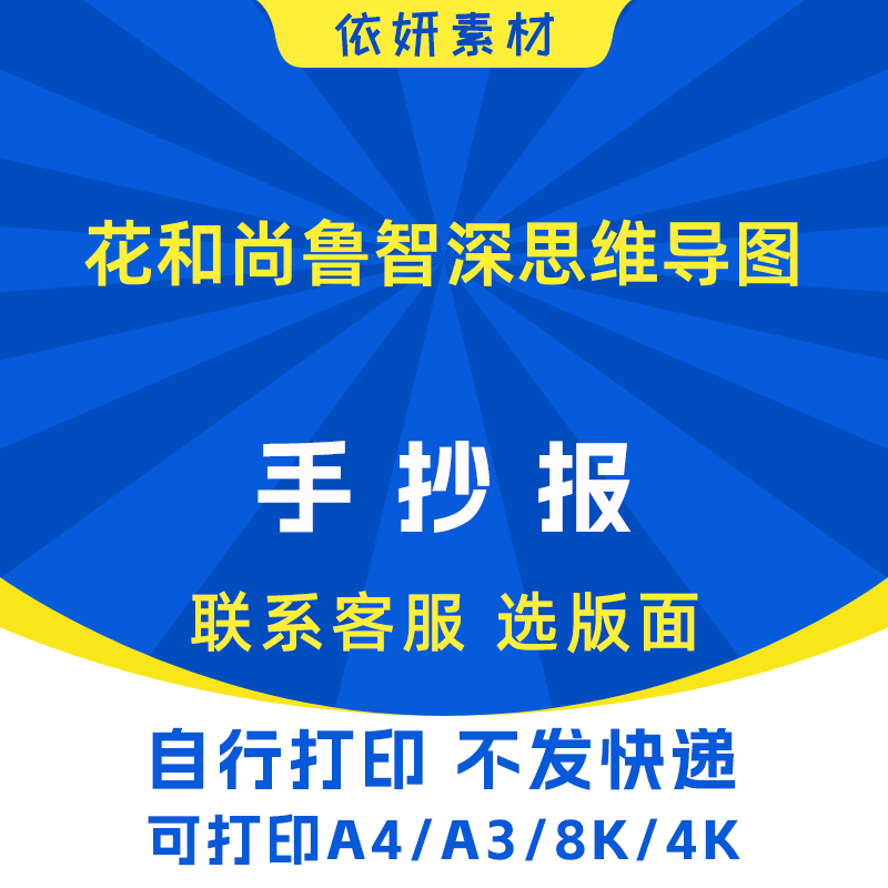 花和尚鲁智深思维导图手抄报初中小学生电子小报模板黑白线稿打印