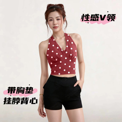 辣妹固定杯运动内衣女防震聚拢瑜伽美背心普拉提健身上衣挂脖文胸